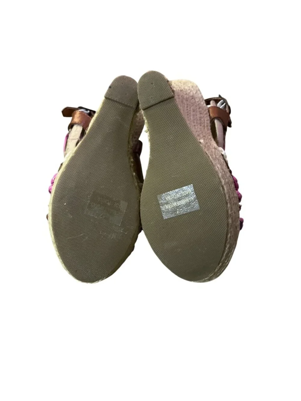 385 Fifth Womens 7 Wedge Sandals Pink Purple Braided Espadrille Resort Heels